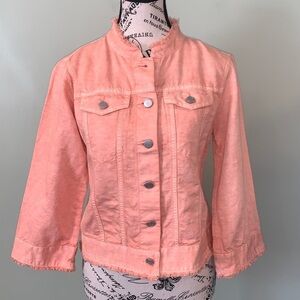 LOFT Women’s XS Extra Small Light Orange Lightweight Linen Cotton Blend Jacket